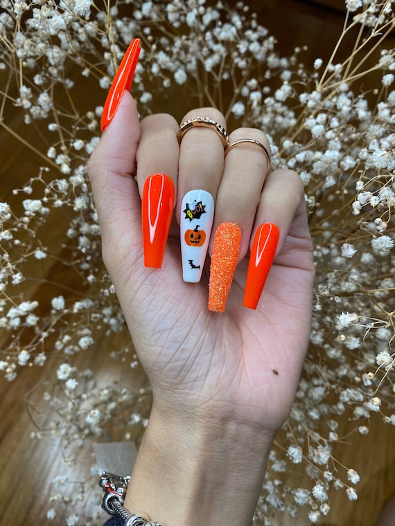 orange halloween nail designs