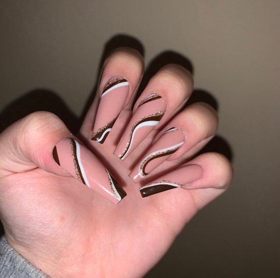 brown nude nail designs