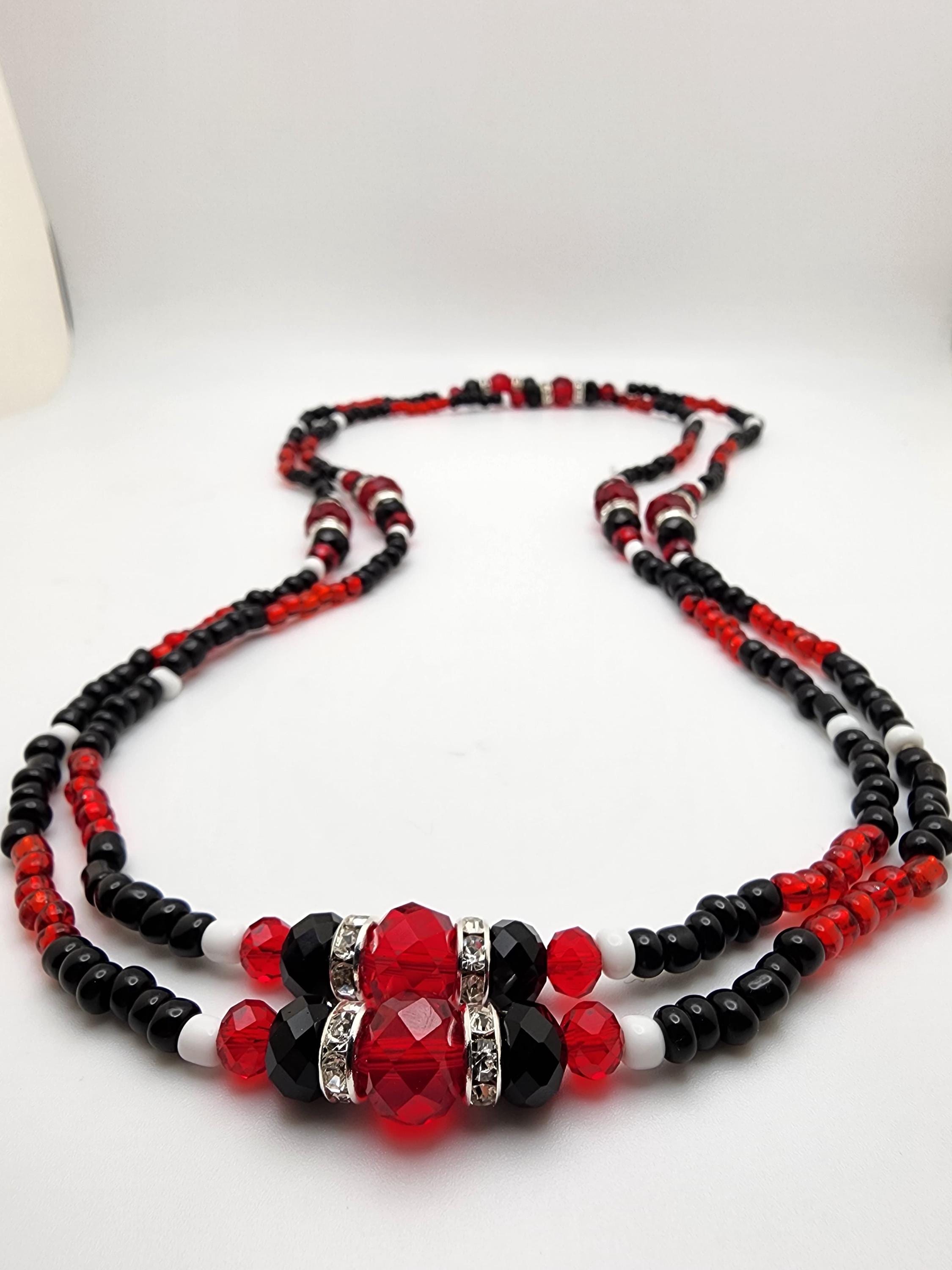 Anna & Ava Set of 2 Wavy Beaded Headbands - Black and Red Crystals & Beades NWT Anna and Ava - Etsy main image 3