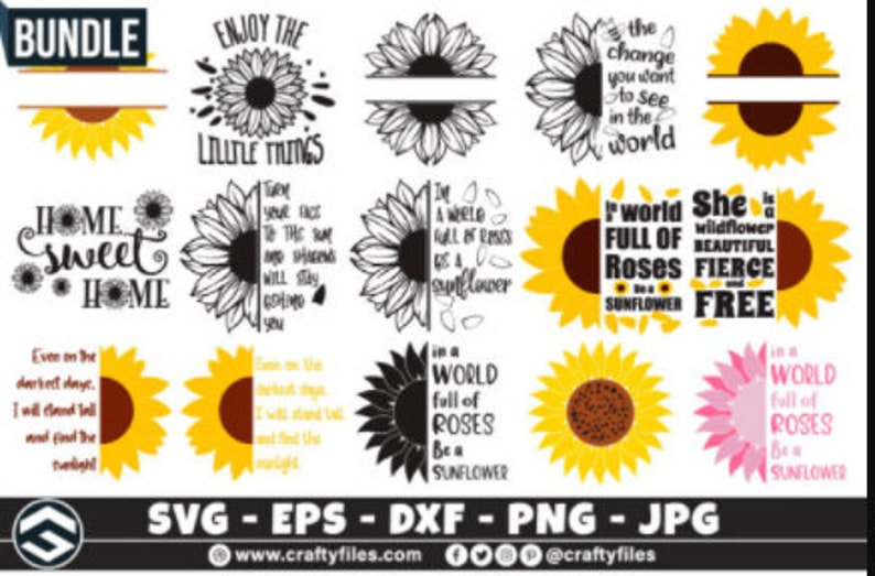 Download Png Sunflower Clipart Cricut Design Sunflower Bundle Svg Flower Monogram Frame Svg Floral Silhouette Sublimation Designs Downloads Clip Art Art Collectibles