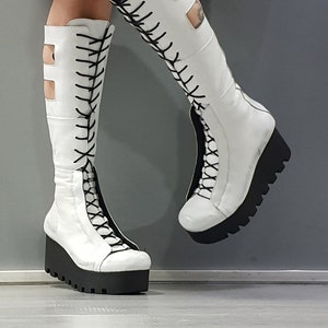 Extravagant High Women Boots, Gladiator Boots, Platform High Boots, Genuine Shoes, Women Leather Boots, Casual Boots, Gothic Shoes
