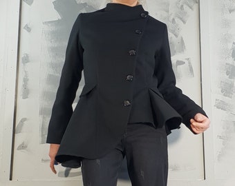Avant Garde Wool Winter Coat – Asymmetrical Tailored Coat, Warm Designer Overcoat, Artistic Minimalist Jacket for Women