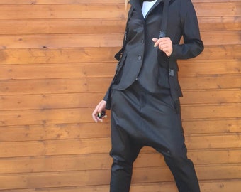Avant Garde Blazer & Harem Pants Set: Deconstructed Gothic Costume