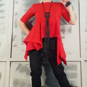 Asymmetrical Cotton Tunic: Avant Garde Deconstructed Plus Size Top