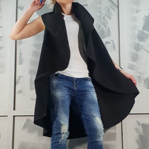 New Collection Wool Extravagant Vest, Gothic Vest, Asymmetrical Vest, Sleeveless Vest, Designer Vest, Avant Garde Vest, Steampunk Vest