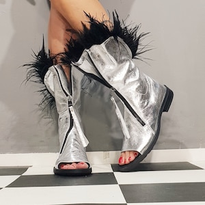 Wedge Shoes, Open Toe Sandals, Genuine Sandals, Steampunk Shoes, Gothic Shoes, Black Summer Boots, Handcrafted ShoesNonstandarddesign