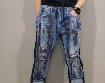 Casual Denim Pants, Extravagant Denim Pants, Denim Harem Pants, Loose Denim Trousers, Women Denim Boyfriend Pants, Extravagant Loose Pants