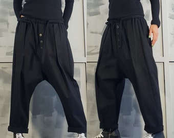 Extravagant pants, Women Harem Pants, Avant Garde Trousers, Black Pants, Gothic Pants, Harem Casual Pants, Urban Pants, Loose Pants