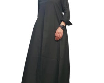 Black Linen Maxi Dress, Oversized Kaftan Dress, Long Tunic Dress
