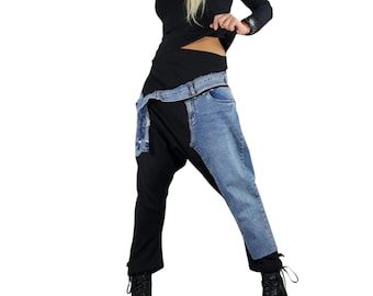 Avant Garde Harem Women Pants, Extravagant Urban pants, Streetwear Edgy Fashion, Loose Comfortable Cotton Pants