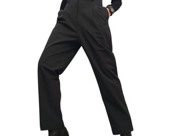 Black High Waist Pants, Tailored Pants Women, Avant Garde Minimalist Trousers