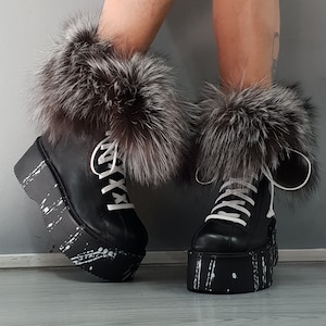 Echtleder Plateau Ankle Boots: Gothic Grunge Schuhe