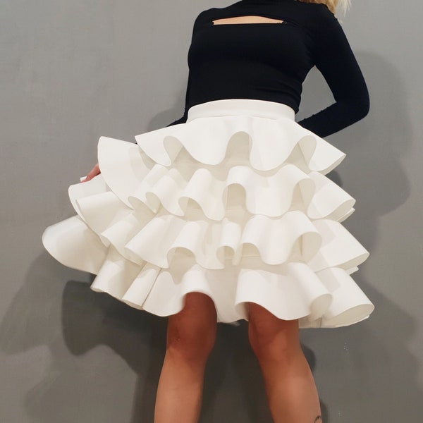 Extravagant Skirt, Ball Skirt, Cocktail Skirt, Gothic Skirt, Asymmetric Skirt, Wedding Skirt, Waist Skirt, Waves Skirt, Nonstandarddesign