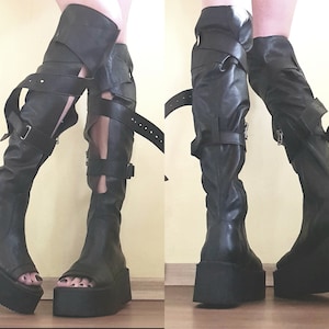 Summer Gladiator Boots, Platform High Boots, Genuine Shoes, High Platform Sandals, Gothic Shoes, Women above the knee BootsNonstandarddesign