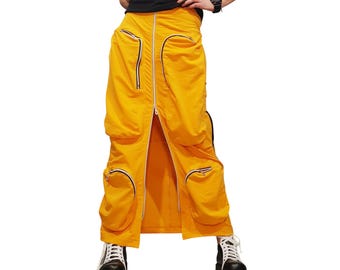 Cargo Skirt: Avant Garde Cotton Pockets, Urban Gothic Style