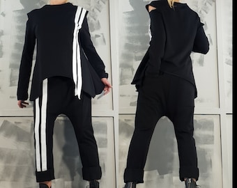 Avant Garde Cotton Set: Extravagant Harem Pants & Top