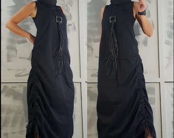 Avantgarde Schwarzes Kleid, Asymmetrisches Kleid, Party Cocktail Kleid, Steampunk Kleid, Extravagantes Schwarzes Kleid, Gothic KleidNichtstandarddesign