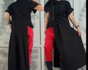 Asymmetrical Gothic Blazer: Avant Garde Black Vest Jacket