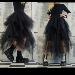 Extravagant Tulle Skirt, Avant Garde Skirt, Cocktail Skirt, Gothic Skirt, Asymmetrical Skirt, Wedding Skirt, Waves Skirt, Nonstandarddesign