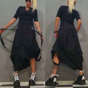NO.252 Women's Extravagant Asymmetrical Skirt, Drawstring