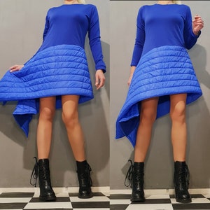 Avant Garde Asymmetrical Dress: Long Sleeve Red Gothic Clothing