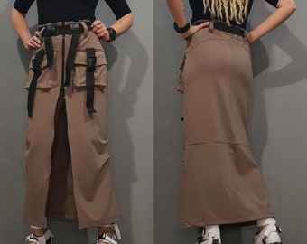 Avant Garde Cargo Skirt: Extravagant Gothic Cotton Pocket Skirt