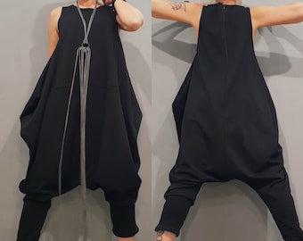 Tuta harem da donna, tuta comoda in cotone, tuta ampia asimmetrica, tuta stravagante, tuta da donna, Nonstandarddesign