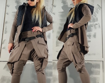 Avant Garde Womens Set Futuristic Harem Pants Asymmetrical