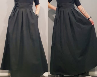 High Waist Linen Skirt, Extravagant Skirt, Women Linen Skirt, Extravagant Gothic Skirt, Long Skirt, Pockets Skirt, Nonstandarddesign