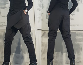 Avant Garde Black Pants, Edgy Gothic Pants, Women's Extravagant Trousers, Streetwear Designer Fashion, Handmade Pants