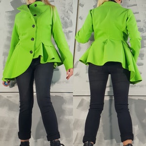 Asymmetrical Wool Coat: Avant Garde Green Overcoat