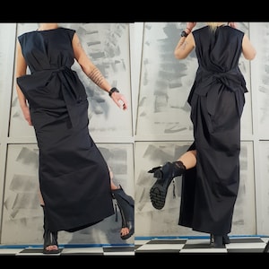 Avant Garde Dress, Black Cocktail Dress, Elegant Long Dress, Black Sleeveless Dress, Gothic Dress, Extravagant Long Dress, Black Loose Dress