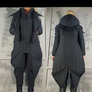 Avant Garde Women Jacket, Long Hoodie Jacket, Pockets Jacket, Zipper Jacket, Winter Extravagant Jacket, Windproof Jacket, NonStandardDesign