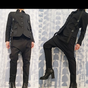 Set avant-garde blazer en harembroek: gedeconstrueerd gotisch kostuum