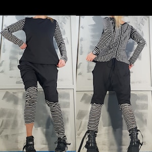 Two Parts Women Set, Loose Harem Pants, Extravagant Cotton Set, Extravagant Blouse, Avant Garde Outfit, Plus Size Clothes, Women Overall