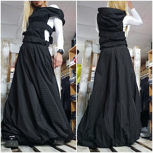 Gothic damesoutfit: set hoodievest en maxirok