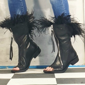 Wedge Shoes, Open Toe Sandals, Genuine Sandals, Steampunk Shoes, Gothic Shoes, Black Summer Boots, Handcrafted ShoesNonstandarddesign