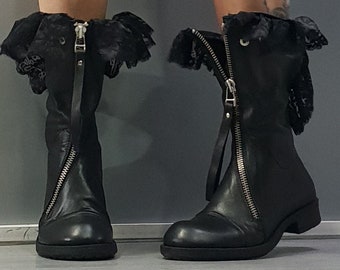 Gothic Black Women  Shoes, Extravagant Women Leather Boots, Gothic Boots, Steampunk Shoes, Leather Shoes, Leather Booties, Nonstandarddesign