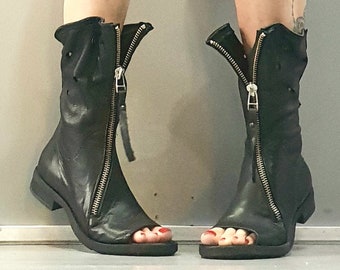 Punk Zipper Sandals, Open Toe Sandals, Extravagant Shoes