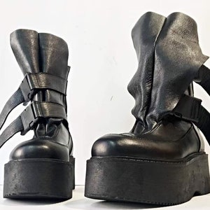 Genuine Women Boots, Leather Platform Shoes, All seasons, Gothic Women Boots, Leather Ankle Boots, Platform Grunge BootsNonstandarddesign