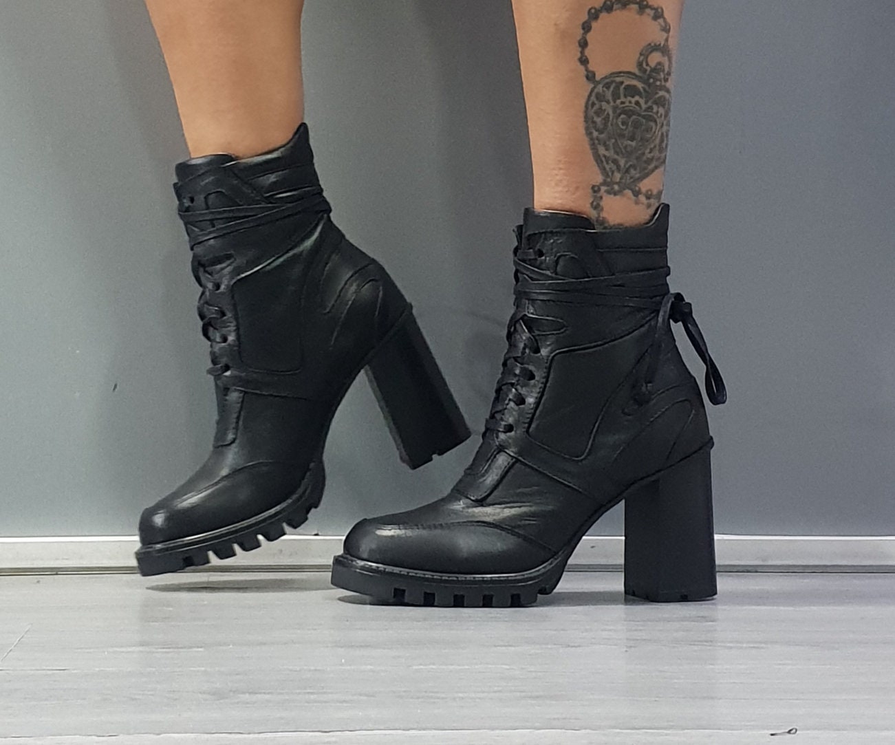 Heel Leather Women Boots Heeled Booties Leather Women Shoes -  Denmark