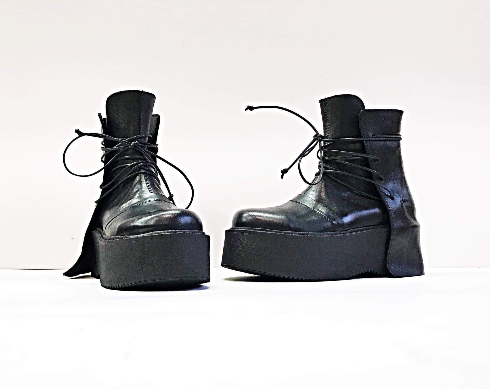 Genuine Women Boots, Leather Platform Shoes, All Seasons