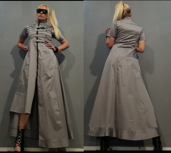 grey steampunk dress Steampunk cocktail dress