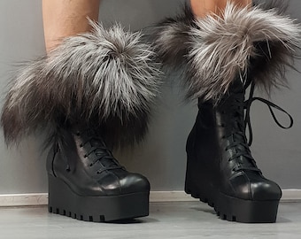 Leather Platform Ankle Boots: Gothic Grunge Shoes