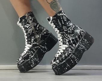 Echtleder Plateau Ankle Boots: Gothic Grunge Style