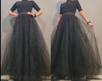 Extravagant Tulle Skirt, Ball Skirt, Cocktail Skirt, Gothic Skirt, Asymmetrical Skirt, Wedding Skirt, Waist Skirt, Long Floor Skirt