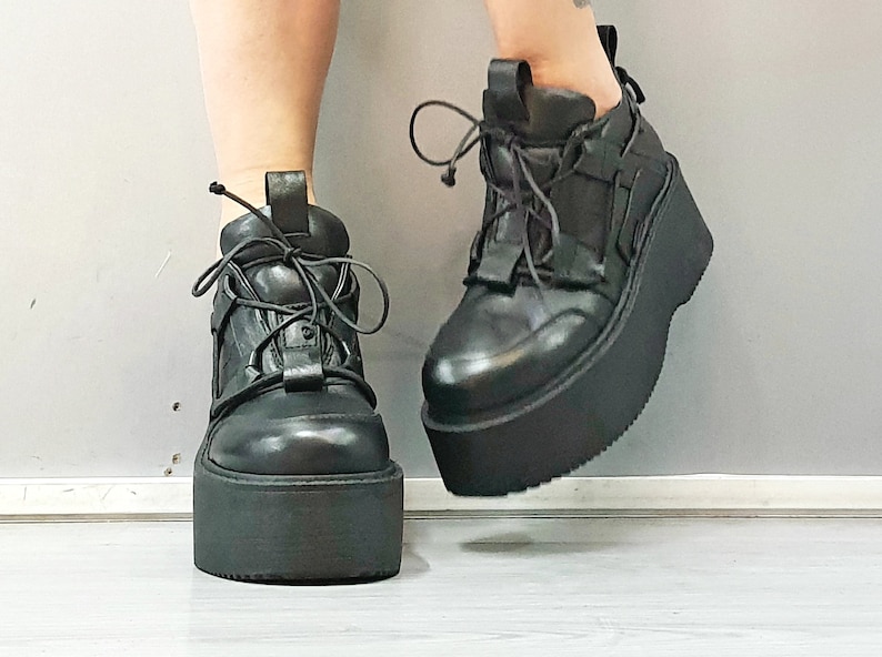 Casual Shoes, Genuine Women Shoes, Leather Platform Shoes, All seasons, Gothic Shoes, Platform Grunge Shoes, Extravagant Women Shoes image 2