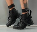Extravagant Strappy Boots, Black Women Boots, Genuine Boots, Gothic Shoes, Steampunk Shoes, Ankle Leather Boots, Nonstandarddesign