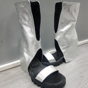 Gotische laarzen met plateauzool – zwarte gladiatorschoenen met bandjes – Edgy festivalschoenen – Chunky cyberpunk-laarzen met hoge hak voor dames