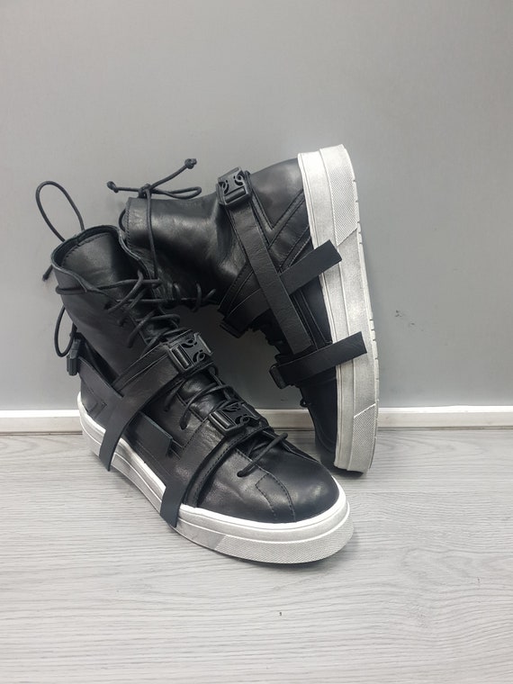 Buckled performance leather black sneakers Miu Miu Women main image 3